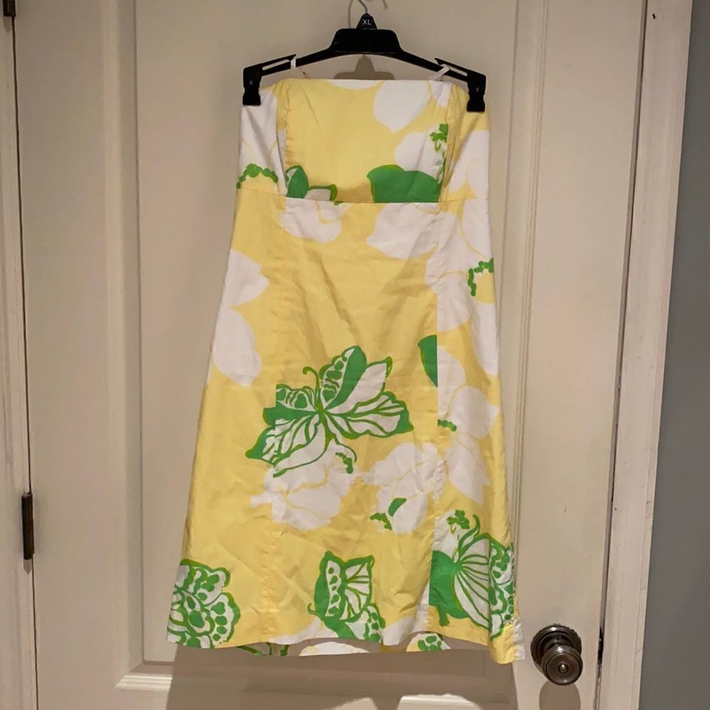 Lilly Pulitzer Strapless Dress in Yellow and Green Floral